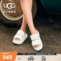 UGG 夏季女士休闲舒适纯色时尚厚底露趾魔术贴设计拖鞋1152689 WHT  白色 39
