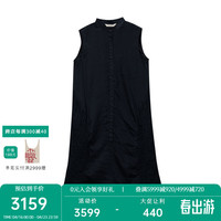 例外（EXCEPTION）女装2024春季连衣裙无袖绣花直筒立领中长裙子 黑色 38Y(165/88Y)