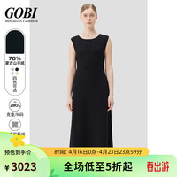 GOBI戈壁2024春夏时尚优雅气质无袖长款女羊绒连衣裙 黑色 S