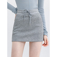 EGGKA抽绳运动短裙夏季设计感高腰百搭时尚休闲包臀A字半身裙 灰色 M
