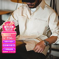 马登(Maden)法式工装衬衫男士阿美咔叽长袖衬衣复古棉籽壳上衣外套春秋款 原胚色 L