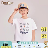PawinPaw小熊童装24夏男女童印花圆领短袖T恤纯棉 Ivory象牙色/39 100
