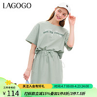 lagogo拉谷谷短款T恤2024夏季运动风休闲上衣 浅绿色(L8) XL