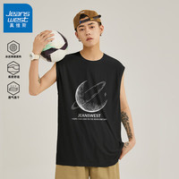 真维斯冰丝网眼背心男夏季透气百搭轻薄凉感户外运动纯色简约大码体恤GW 黑#ZS线条月亮 M