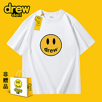 drew doll 官方高街2023年夏季新款纯棉笑脸情侣短袖T恤男潮牌MD