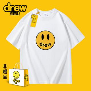 drew doll 官方高街2023年夏季新款纯棉笑脸情侣短袖T恤男潮牌MD