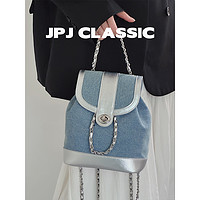 jpj classic牛仔小香风双肩包撞色女链条包旅游背包迷你可爱小包包