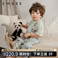 嫚熙（EMXEE）婴儿分腿睡袋儿童宝宝春夏季短袖 牛油果纱罗睡袋 【前2后2 短袖】竹园熊猫 120码【108-120cm】