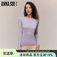 ANNA SUI 安娜苏 多元系列 羊毛轻薄拼接插肩袖3A抗菌长袖运动t恤女