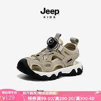 Jeep 吉普 儿童包头凉鞋 深米黑