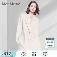 MeetMetro玛依尔双排扣西装外套女2024春英伦风通勤西服上衣 杏色 S