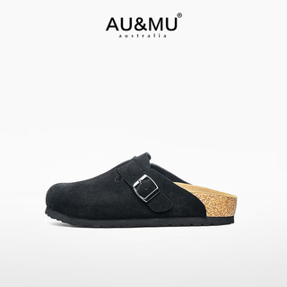 AU&MU G973 厚底包头半拖 黑色 35码