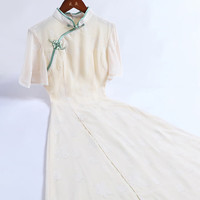 戚薇黄色旗袍2024年少女夏季改良新中式连衣裙气质清新年轻款 米色 S
