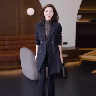 丽依歆风衣外套女中长款2024春秋季时尚收腰英伦风显瘦气质休闲大衣 卡其 2XL【135-150斤】
