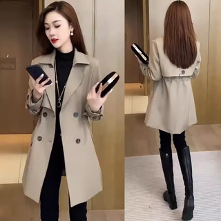 丽依歆风衣外套女中长款2024春秋季时尚收腰英伦风显瘦气质休闲大衣 卡其 2XL【135-150斤】
