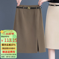 川芸半身裙女中长款裙子显瘦款包臀裙2024年春季高腰a型休闲裙子 卡其色 【裙长61-63cm】 XL/29( 115-125斤)