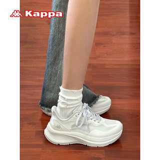 KAPPA卡帕女鞋运动老爹鞋子女2024春夏季跑步鞋休闲鞋 经典白 36