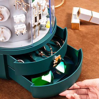 奇芮格 1841耳环架收纳耳饰收纳盒大容量透明桌面收纳饰品首饰盒 素雅白