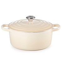 LE CREUSET 酷彩 法国酷彩Le Creuset纯铸铁圆形煲汤炖汤锅24cm 乳白色