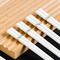 尚行知是 陶瓷筷子酒店家用防滑不易发霉耐高温中式陶瓷筷子抗摔创意筷子 简约金陶瓷筷 10双