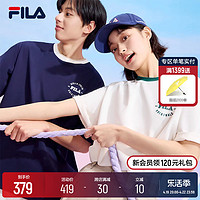 FILA 斐乐 情侣短袖T恤2024年春夏新款撞色女上衣抗菌冰丝半袖衫男