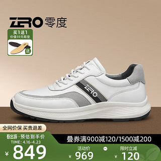 ZERO 零度男鞋2023新款男士运动休闲鞋日常百搭拼接条纹轻便软底潮流百搭 白色