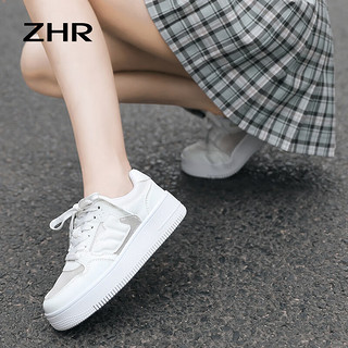 ZHR网面板鞋女厚底增高夏季女鞋休闲低帮透气轻便运动小白鞋子女 白色 （网面款） 39