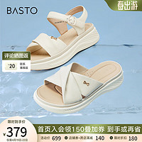 百思图（BASTO）24夏季商场时尚休闲厚底运动凉鞋女沙滩凉鞋UCL56BL4 白色 40