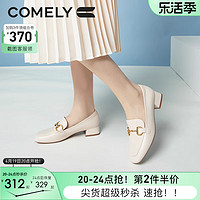 COMELY 康莉 乐福鞋女真皮春季新款粗跟羊皮中跟英伦风舒适通勤单鞋女鞋