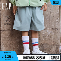 Gap男幼童2024夏季防晒印花logo松紧短裤儿童装休闲裤890426 绿色 100cm(2-3岁)偏小，选大一码