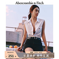 ABERCROMBIE & FITCH女装  24春夏美式复古小麋鹿府绸衬衫式上衣 KI140-4253 白色 XXS (160/80A)