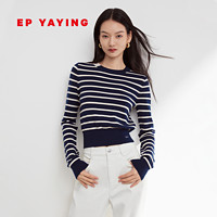 EP YAYING 雅莹 女装 纯羊毛短款条纹针织衫上衣 春装商场同款9548A