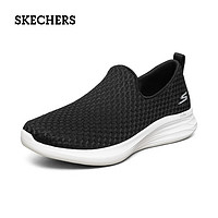 斯凯奇（Skechers）夏季运动女鞋一脚蹬懒人鞋轻便休闲鞋男网面健步鞋 BKW黑色/白色-000 35