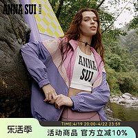 ANNA SUI 安娜苏 经典安娜系列 撞色拼接梭织外套户外夹克立领宽松长袖