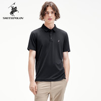 斯密特保罗(SMITHPOLOV)夏季休闲短袖男士polo领打底衫纯色日常简约百搭中青年T恤 深蓝色 46