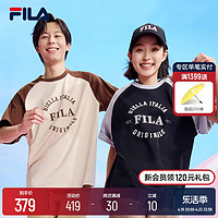 FILA 斐乐 官方情侣款针织短袖衫2024夏新款时尚休闲插肩袖T恤