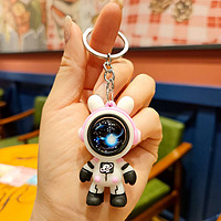 渝运 遨游星空兔宇航员钥匙扣创意汽车钥匙链挂件创意钥匙扣 粉红色无皮绳(面罩图案)