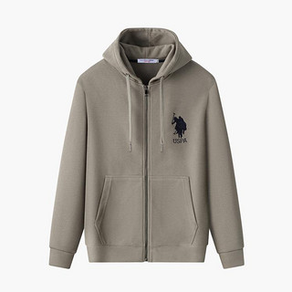 U.S. POLO ASSN. 春夏男士柔软舒适时尚弹力开衫连帽上衣大众休闲亲肤透气男式卫衣