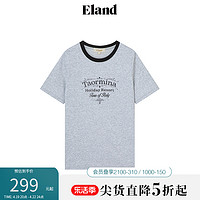 E·LAND 衣恋 Eland衣恋H型印花短袖T恤女圆领上衣2024夏季新款