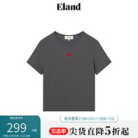 E·LAND 衣恋 Eland衣恋简约圆领短袖女修身T恤上衣2024夏季新款