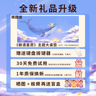 本手《鲸语星愿》主题机械键盘有线电竞游戏键盘鼠标套装台式电脑笔记本打字办公女生发光吃鸡键鼠套装 《鲸语星愿》白蓝【彩光】青轴 机械键盘104键