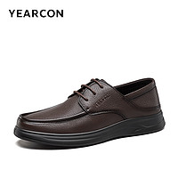 YEARCON 意尔康 皮鞋男士2024春羊真皮系带软底舒适中年爸爸商务休闲鞋