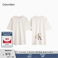 Calvin Klein Jeans24春夏男士休闲通勤字母印花纯棉短袖T恤ZM02708 YBI-牛乳白 XL