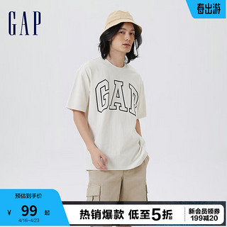 Gap 盖璞 男女同款2024夏新款撞色logo圆领短袖T恤纯棉544465 白色 175/96A(L) 亚洲尺码