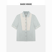 百亿补贴：BASICHOUSE 百家好 Basic House/百家好休闲短袖衬衫2024新款女小众设计感上衣衬衣女