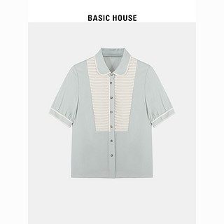 百亿补贴：BASICHOUSE 百家好 Basic House/百家好休闲短袖衬衫2024新款女小众设计感上衣衬衣女