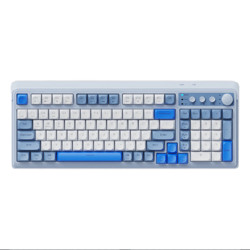 凌豹 K01无线蓝牙有线三模键盘机械手感RGB背光拼色可充电mac电脑键盘 三模RGB-蓝白