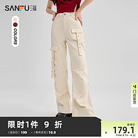 SANFU 三福 休闲裤2024年新款夏季美式工装喇叭裤时尚气质裤子女装485165