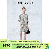 茶·愫【蕾丝旗袍】puretea茶愫雪纺新中式礼服连衣裙女2024年夏季 石墨黑 S