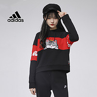 adidas 阿迪达斯 卫衣女2022冬季CNY新款吾皇万睡巴扎黑联名套头衫GP5738